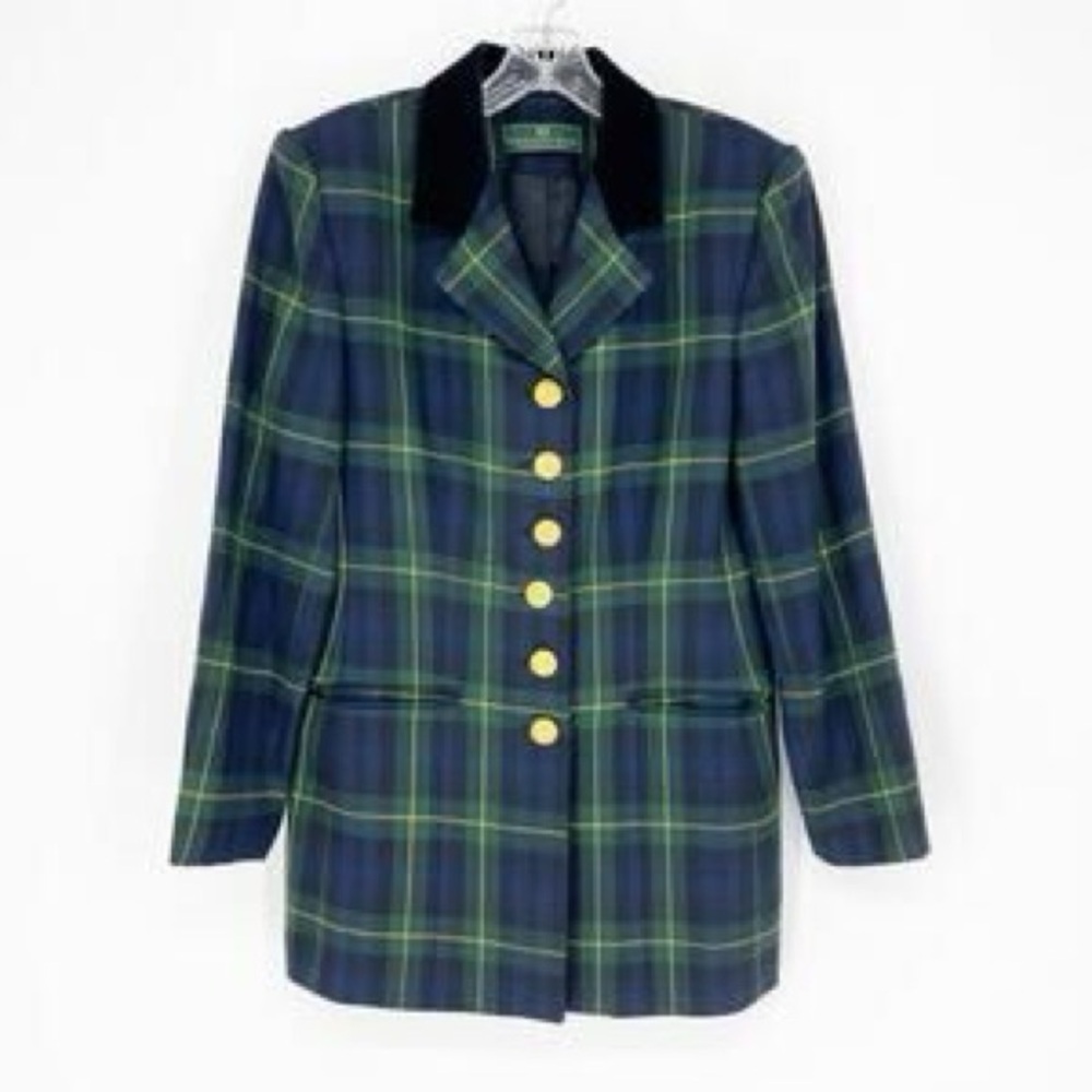 Embassy Row 2P VTG pure wool Plaid Tartan oxford timeless blazer